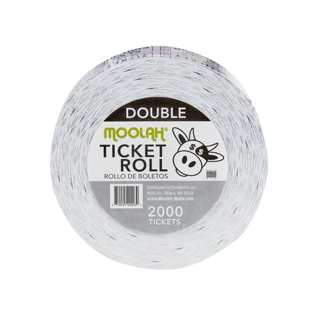 MOOLAH "Keep This Coupon" Double Raffle Ticket Roll, White, 2000 Count 729302